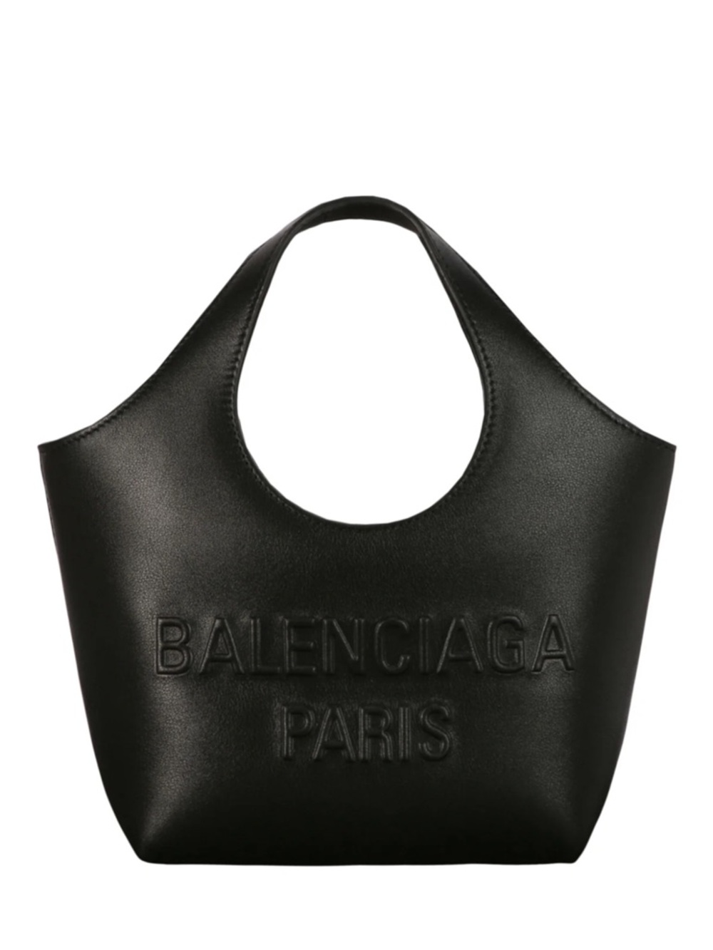 Balenciaga Black Embossed Leather Tote with Top Handles